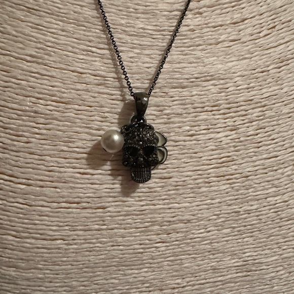 French Connection | Skull Pendant Necklace with Pearl and Flower Charms - Picture 2 of 5